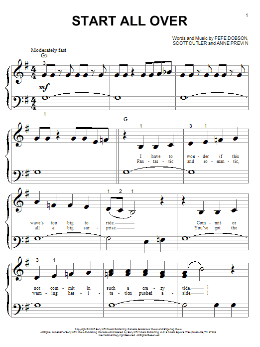 Miley Cyrus Start All Over sheet music notes and chords arranged for Pro Vocal
