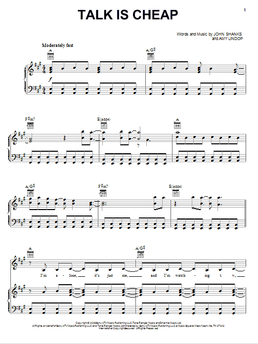 Miley Cyrus Talk Is Cheap sheet music notes and chords arranged for Piano, Vocal & Guitar Chords (Right-Hand Melody)