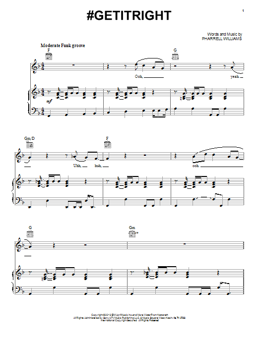 Miley Cyrus #Getitright sheet music notes and chords arranged for Piano, Vocal & Guitar Chords (Right-Hand Melody)