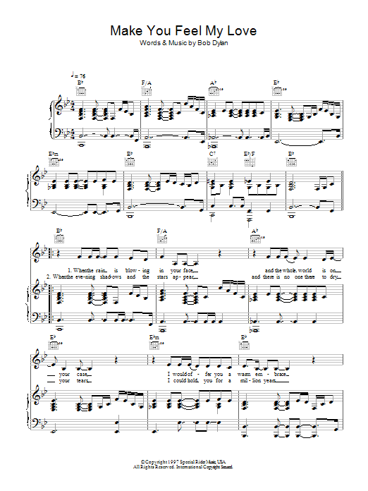 Military Wives Make You Feel My Love sheet music notes and chords arranged for Piano, Vocal & Guitar Chords