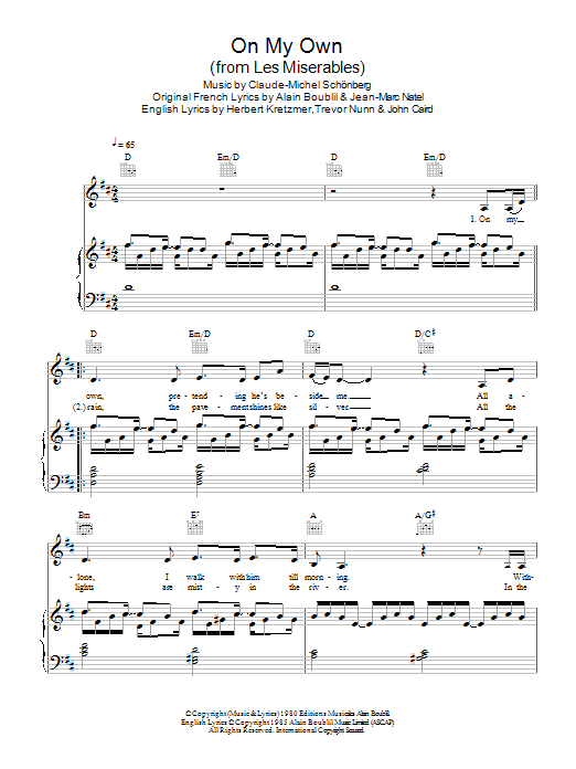 Military Wives On My Own sheet music notes and chords arranged for Piano, Vocal & Guitar Chords