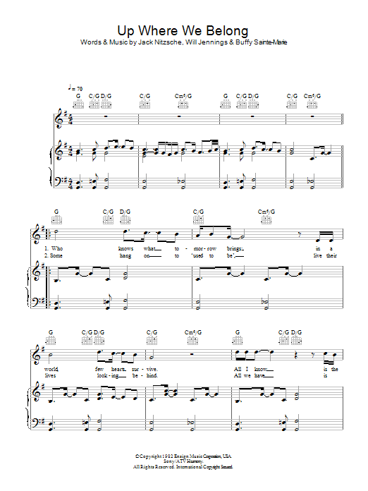 Military Wives Up Where We Belong sheet music notes and chords arranged for Piano, Vocal & Guitar Chords