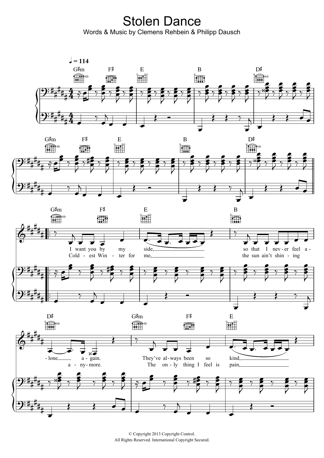 Milky Chance Stolen Dance sheet music notes and chords arranged for Piano, Vocal & Guitar Chords