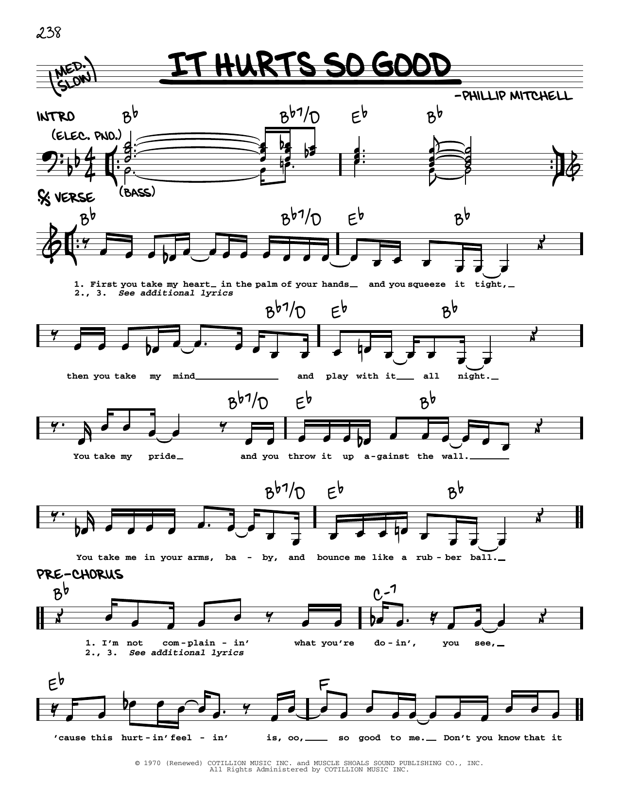 Millie Jackson It Hurts So Good sheet music notes and chords arranged for Real Book – Melody & Chords