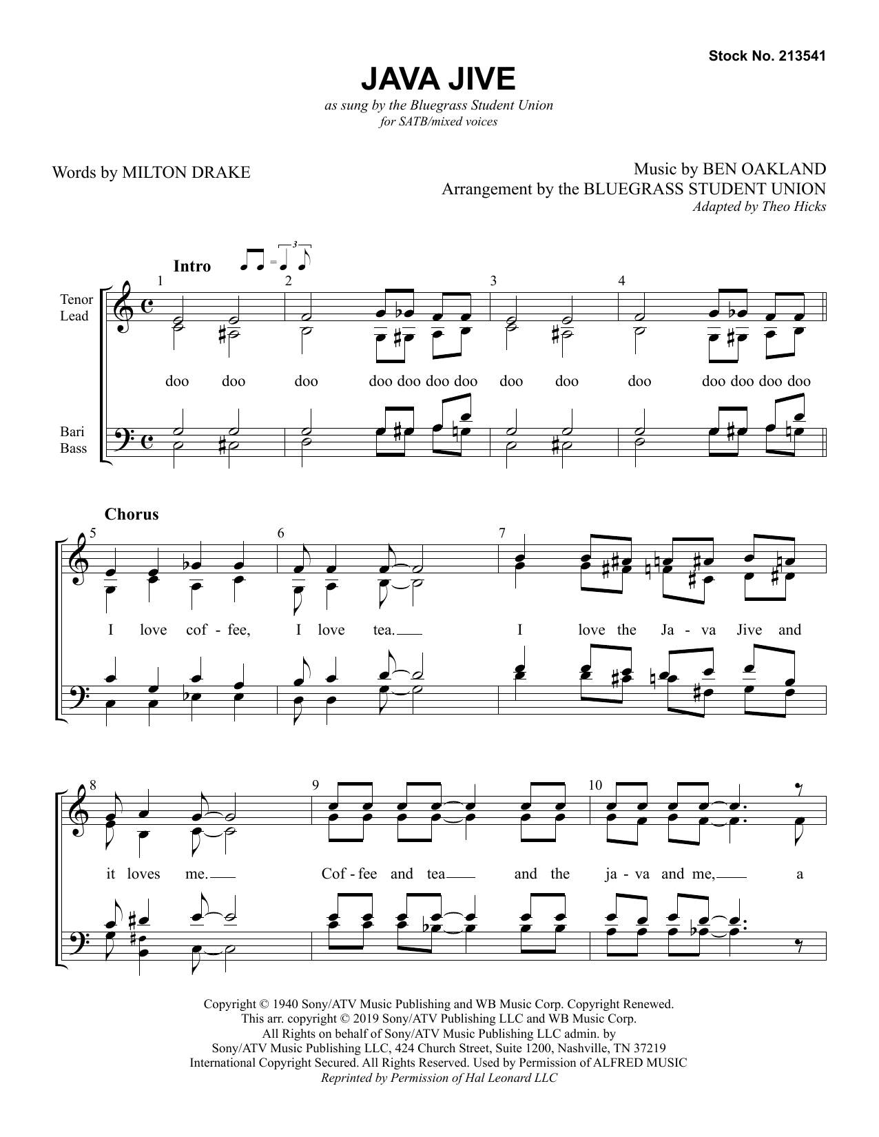 Milton Drake & Ben Oakland Java Jive (arr. Bluegrass Student Union) sheet music notes and chords arranged for SATB Choir