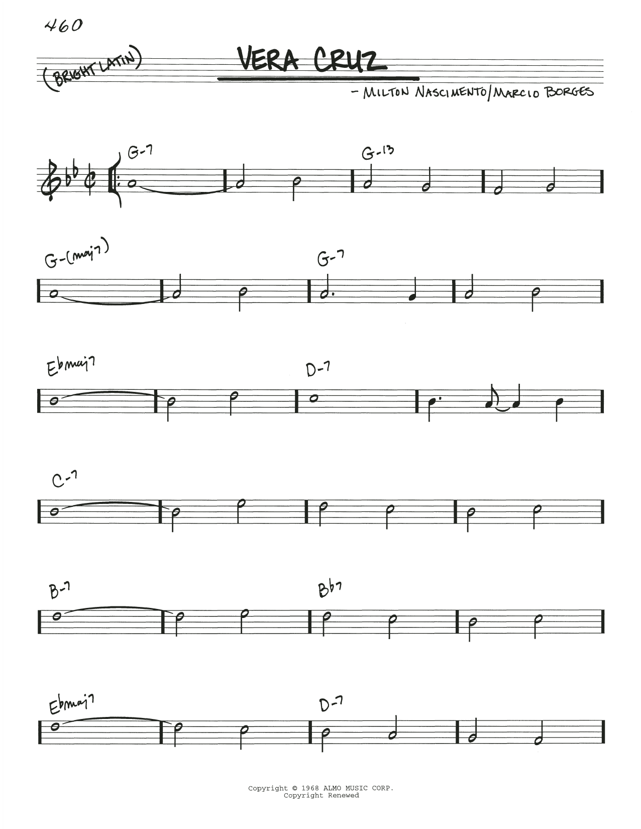 Milton Nascimento Vera Cruz sheet music notes and chords arranged for Real Book – Melody & Chords