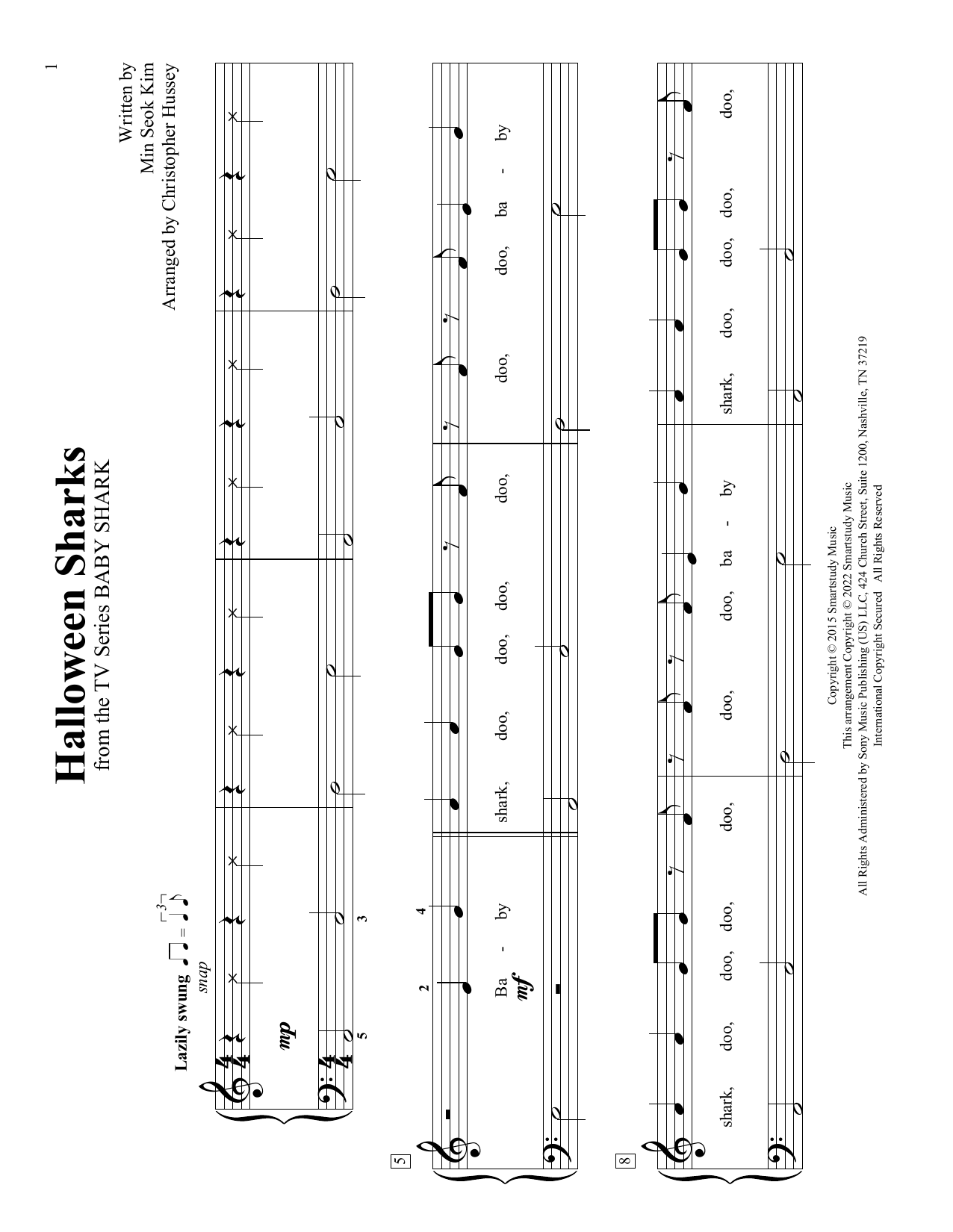 Min Seok Kim Halloween Sharks (arr. Christopher Hussey) sheet music notes and chords arranged for Educational Piano