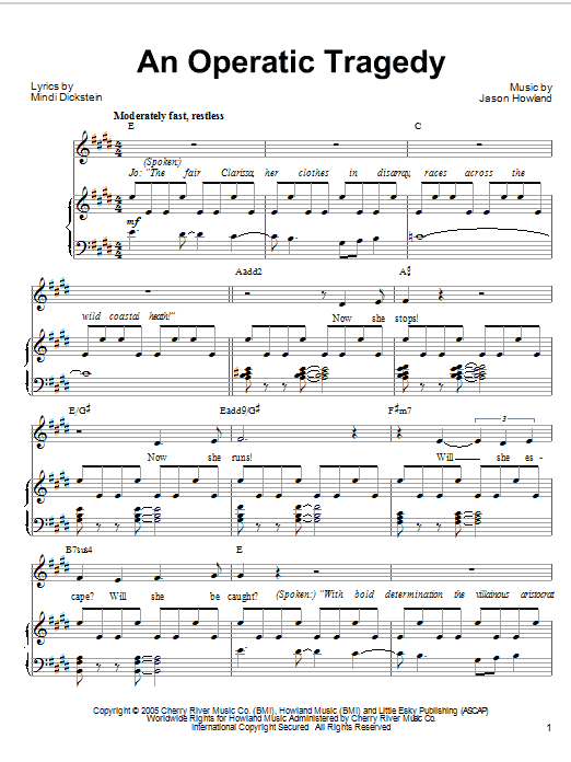 Mindi Dickstein An Operatic Tragedy sheet music notes and chords arranged for Piano, Vocal & Guitar Chords (Right-Hand Melody)