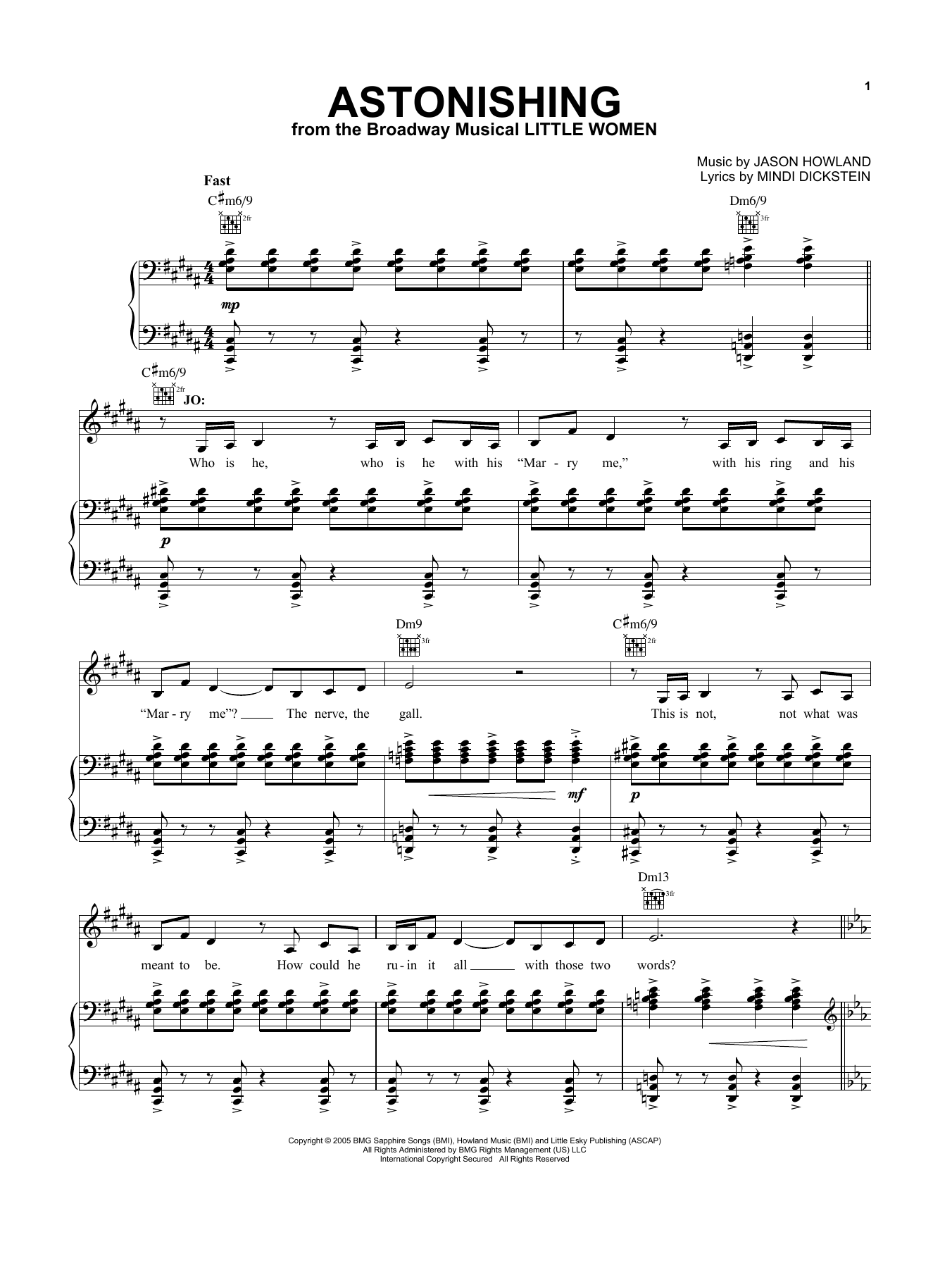 Mindi Dickstein and Jason Howland Astonishing (from Little Women - The Musical) sheet music notes and chords arranged for Vocal Pro + Piano/Guitar