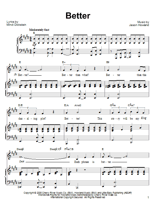 Mindi Dickstein Better sheet music notes and chords arranged for Piano, Vocal & Guitar Chords (Right-Hand Melody)