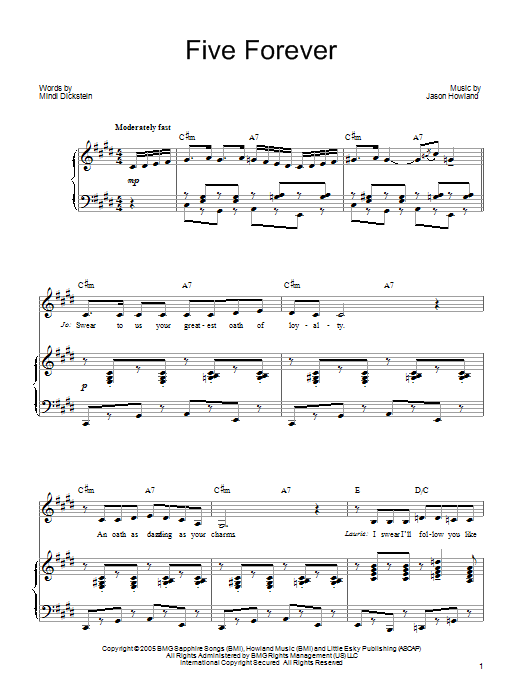 Mindi Dickstein Five Forever sheet music notes and chords arranged for Piano, Vocal & Guitar Chords (Right-Hand Melody)