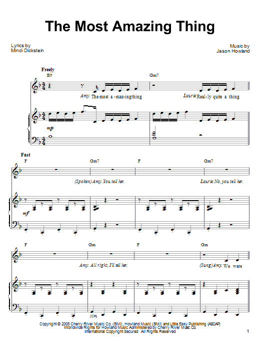 Mindi Dickstein The Most Amazing Thing sheet music notes and chords arranged for Piano, Vocal & Guitar Chords (Right-Hand Melody)
