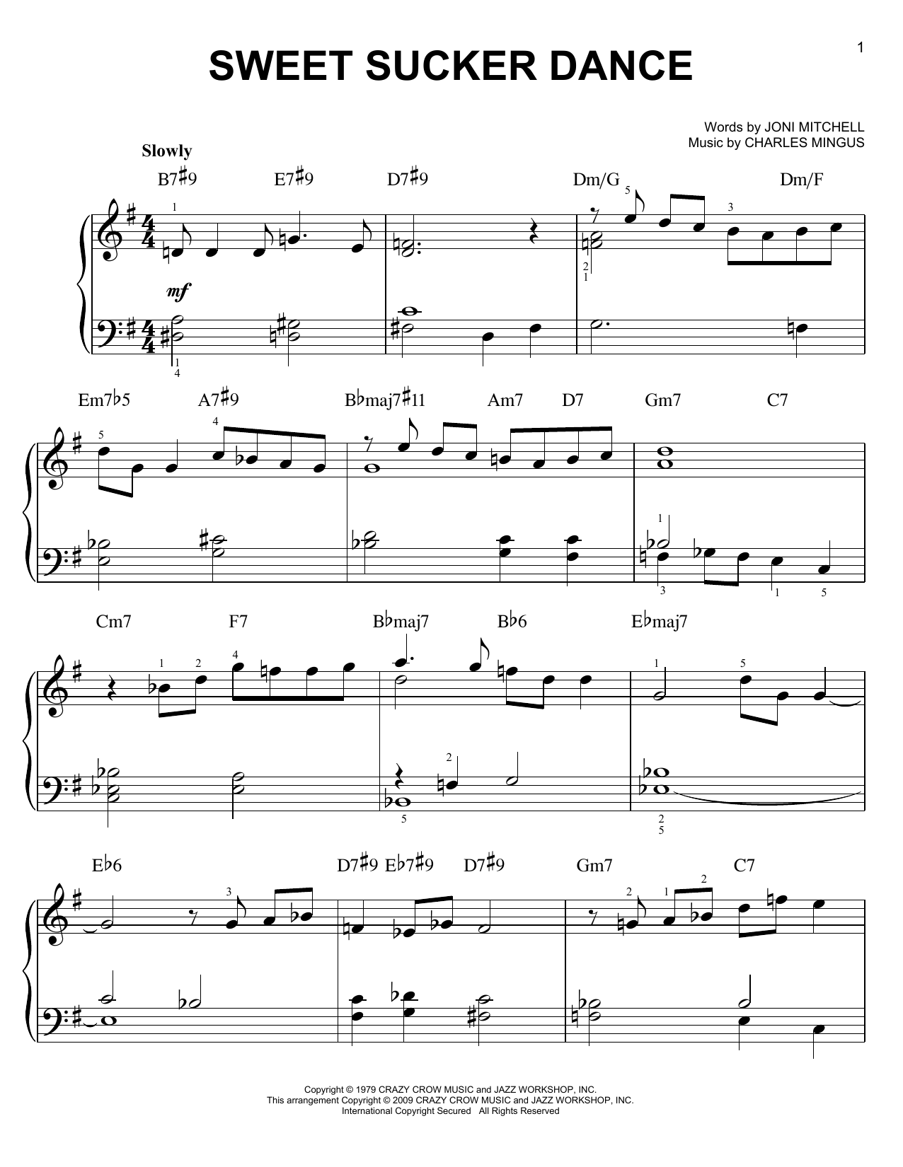 Mingus Dynasty Sweet Sucker Dance sheet music notes and chords arranged for Easy Piano