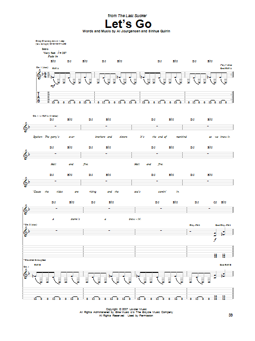 Ministry Let's Go sheet music notes and chords arranged for Guitar Tab