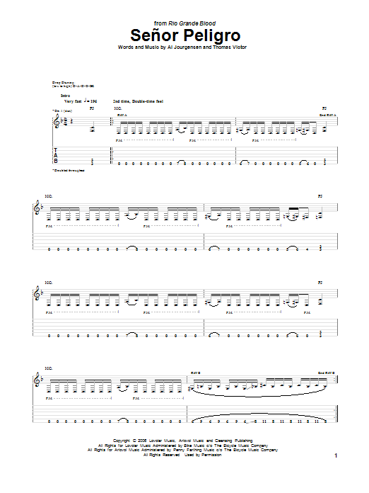 Ministry Senor Peligro sheet music notes and chords arranged for Guitar Tab