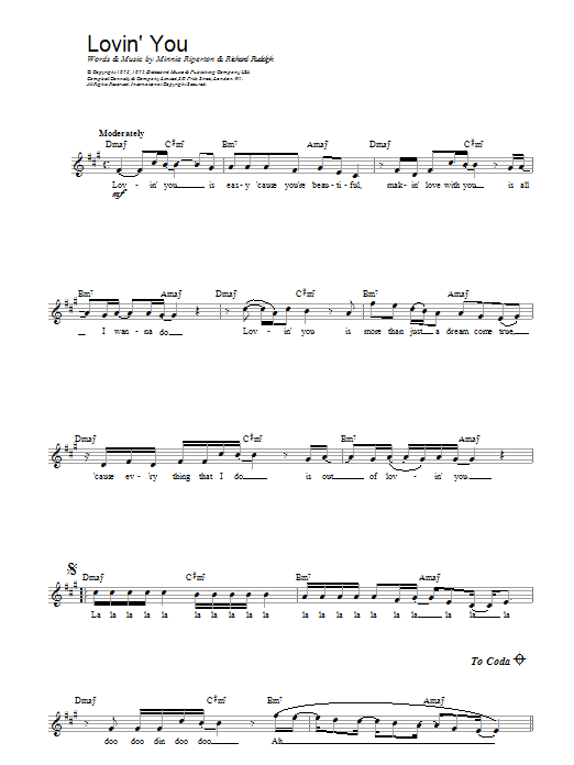 Minnie Riperton Lovin' You sheet music notes and chords arranged for Guitar Tab