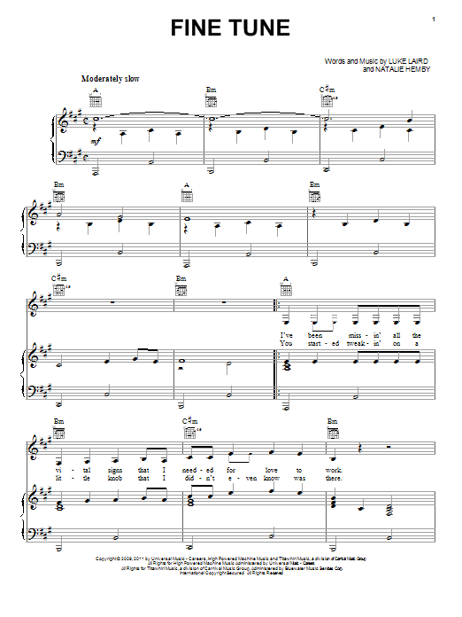 Miranda Lambert Fine Tune sheet music notes and chords arranged for Piano, Vocal & Guitar Chords (Right-Hand Melody)