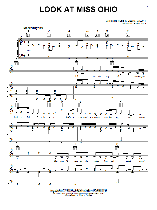 Miranda Lambert Look At Miss Ohio sheet music notes and chords arranged for Piano, Vocal & Guitar Chords (Right-Hand Melody)