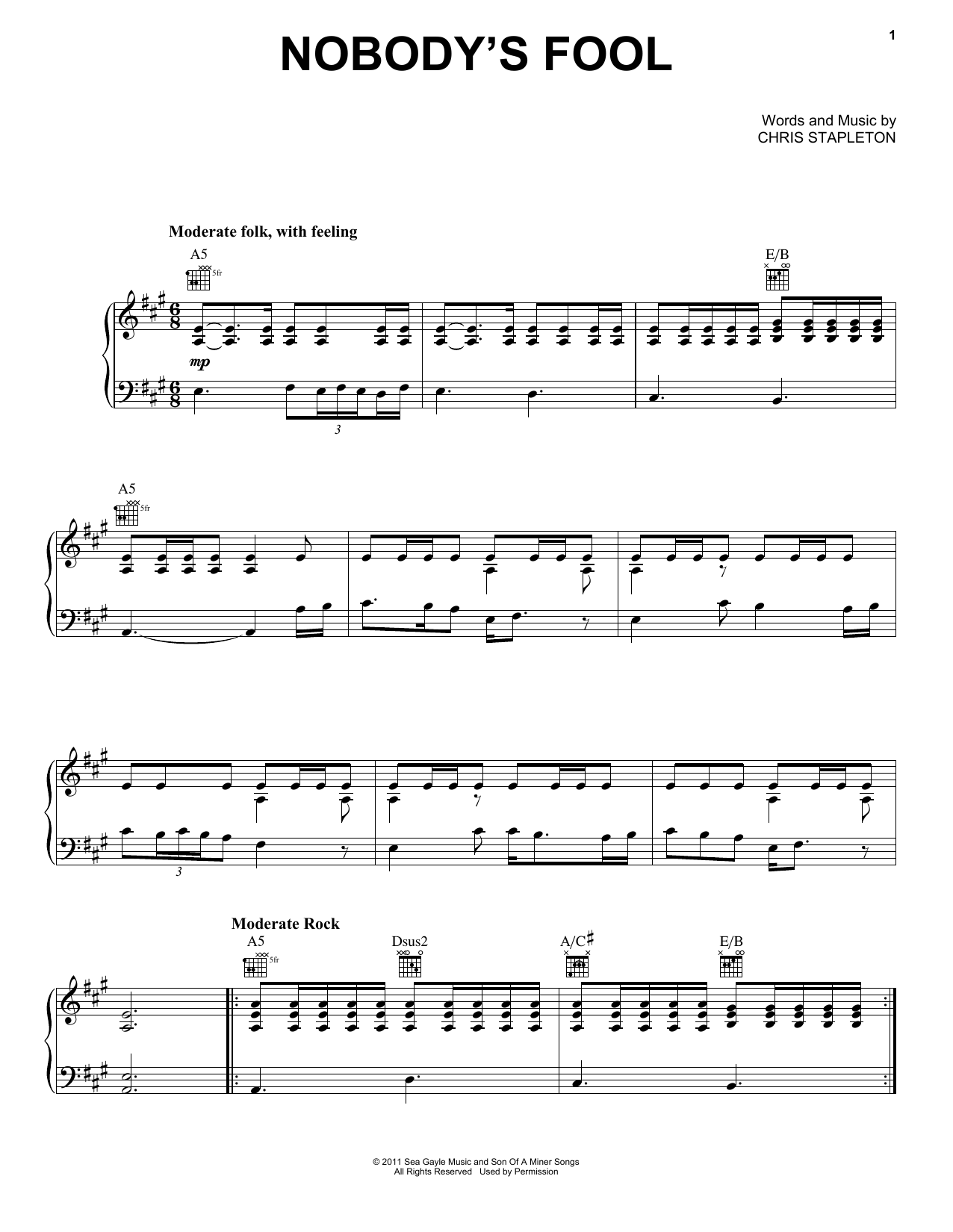 Miranda Lambert Nobody's Fool sheet music notes and chords arranged for Piano, Vocal & Guitar Chords (Right-Hand Melody)
