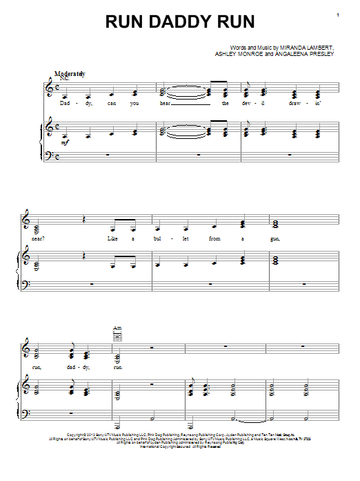 Miranda Lambert Run Daddy Run sheet music notes and chords arranged for Guitar Tab
