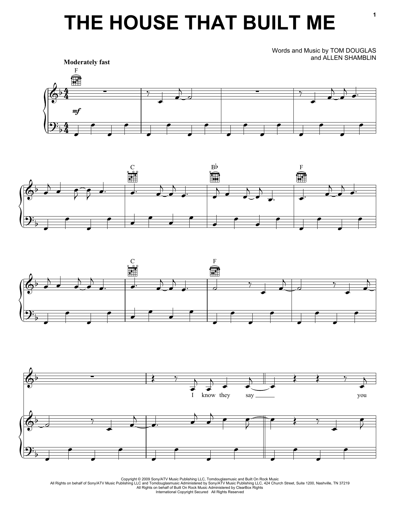 Miranda Lambert The House That Built Me sheet music notes and chords arranged for Very Easy Piano
