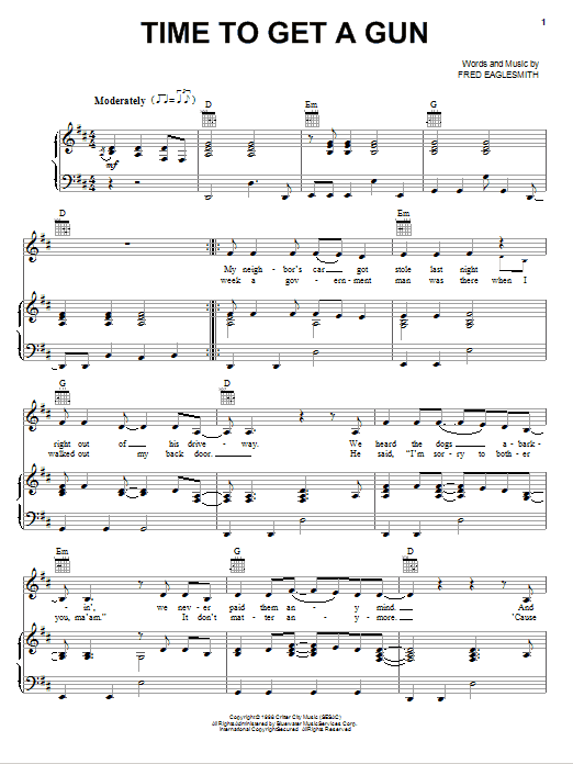Miranda Lambert Time To Get A Gun sheet music notes and chords arranged for Piano, Vocal & Guitar Chords (Right-Hand Melody)