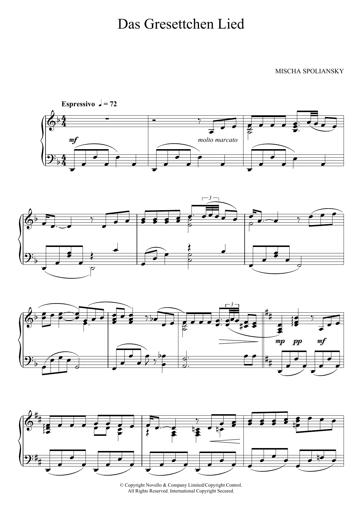 Mischa Spoliansky Das Grisettchen Lied sheet music notes and chords arranged for Piano Solo