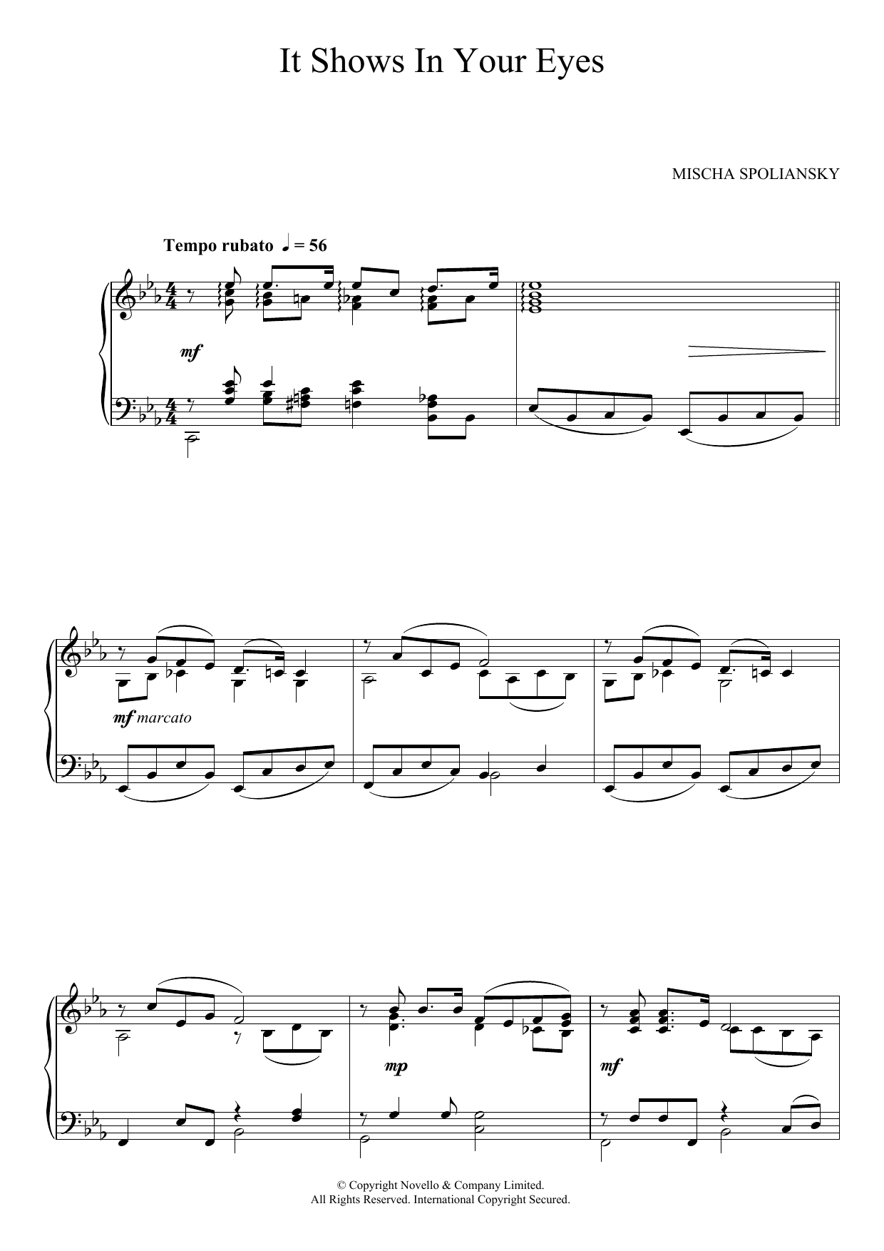 Mischa Spoliansky It Shows In Your Eyes sheet music notes and chords arranged for Piano Solo