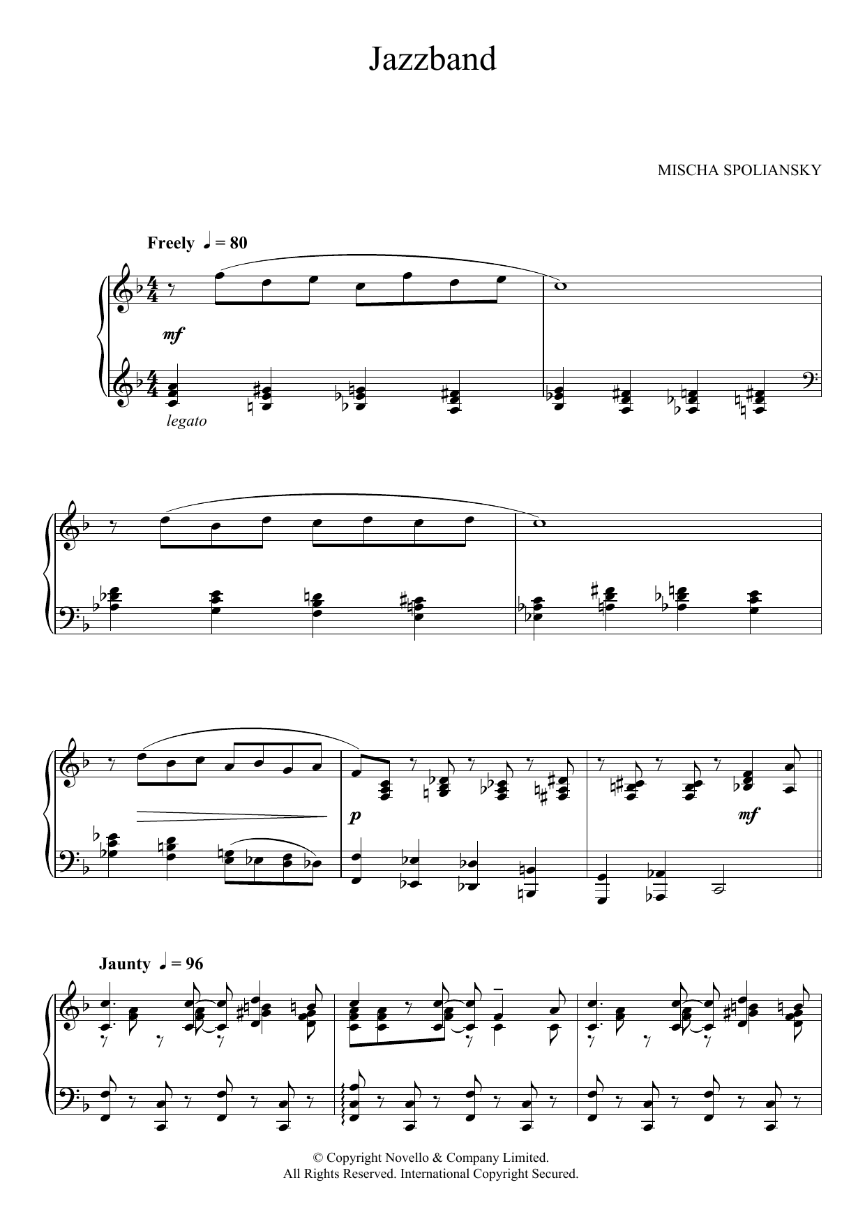 Mischa Spoliansky Jazzband sheet music notes and chords arranged for Piano Solo