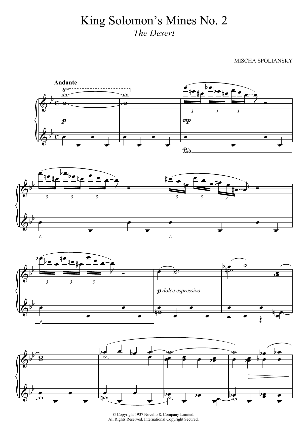 Mischa Spoliansky King Solomon's Mines 2: The Desert sheet music notes and chords arranged for Piano Solo