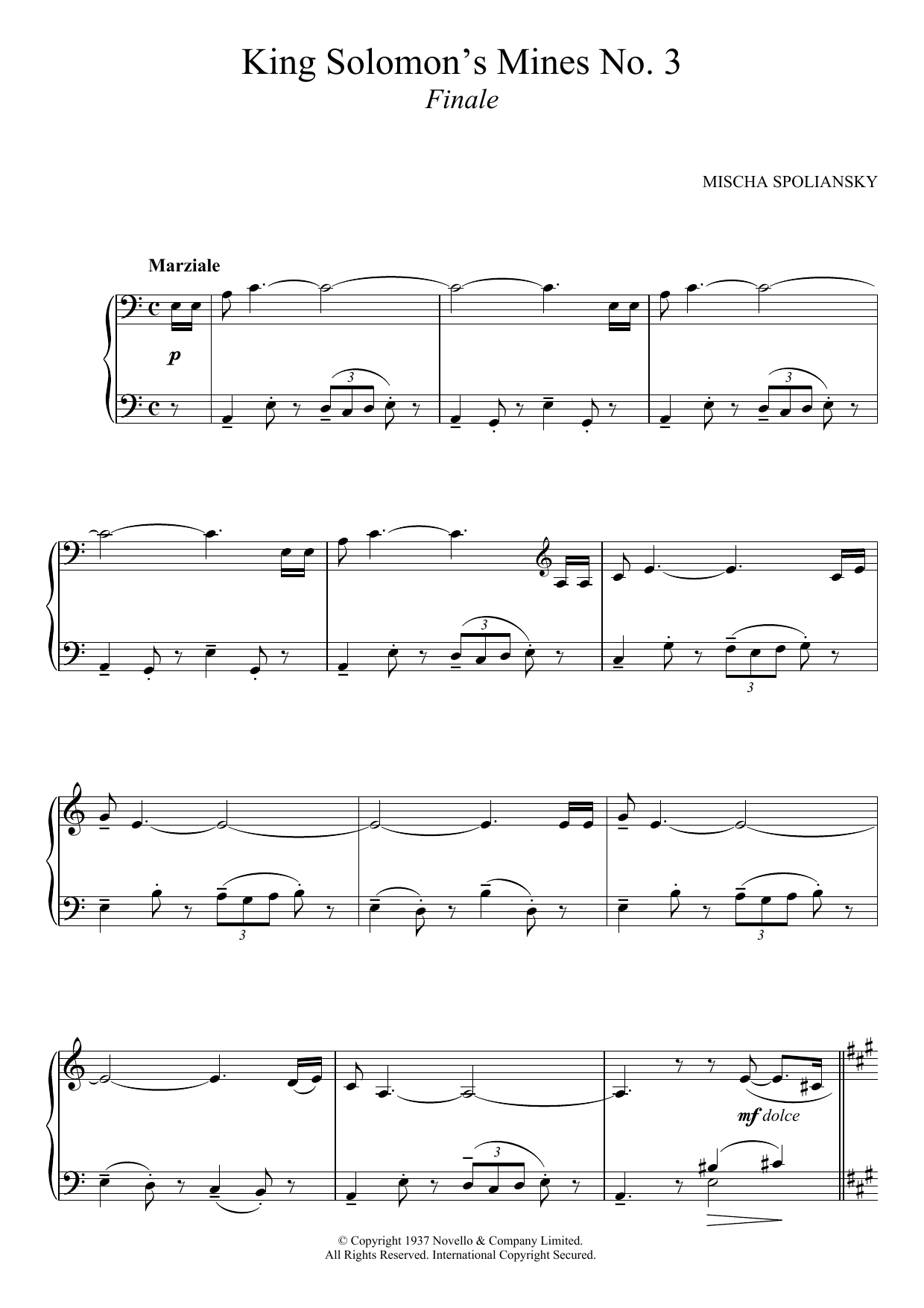Mischa Spoliansky King Solomon's Mines 3. Finale sheet music notes and chords arranged for Piano Solo