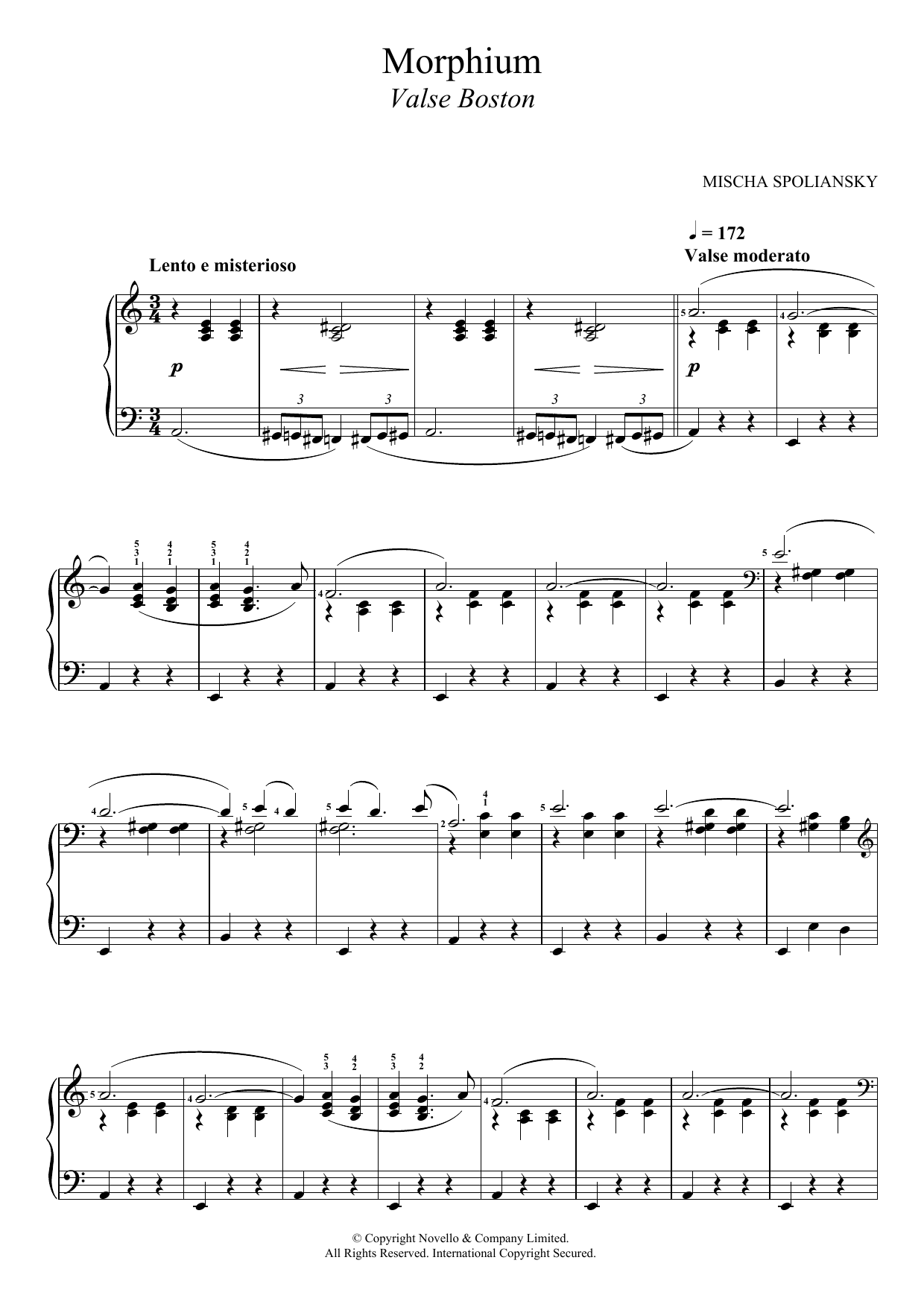 Mischa Spoliansky Morphium sheet music notes and chords arranged for Piano Solo