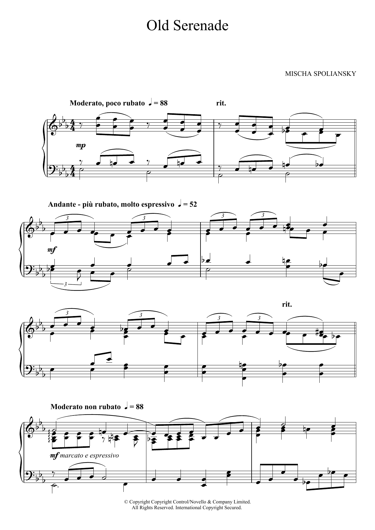 Mischa Spoliansky Old Serenade sheet music notes and chords arranged for Piano Solo