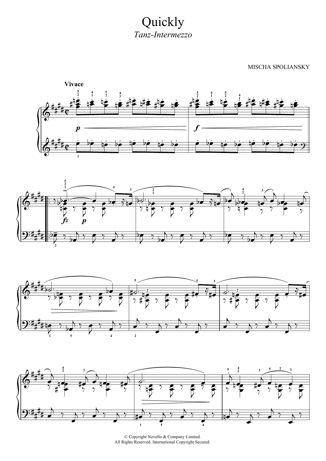 Mischa Spoliansky Quickly (Tanz-Intermezzo) sheet music notes and chords arranged for Piano Solo