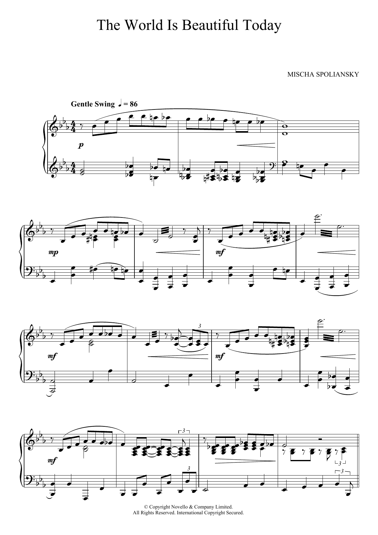 Mischa Spoliansky The World Is Beautiful Today sheet music notes and chords arranged for Piano Solo