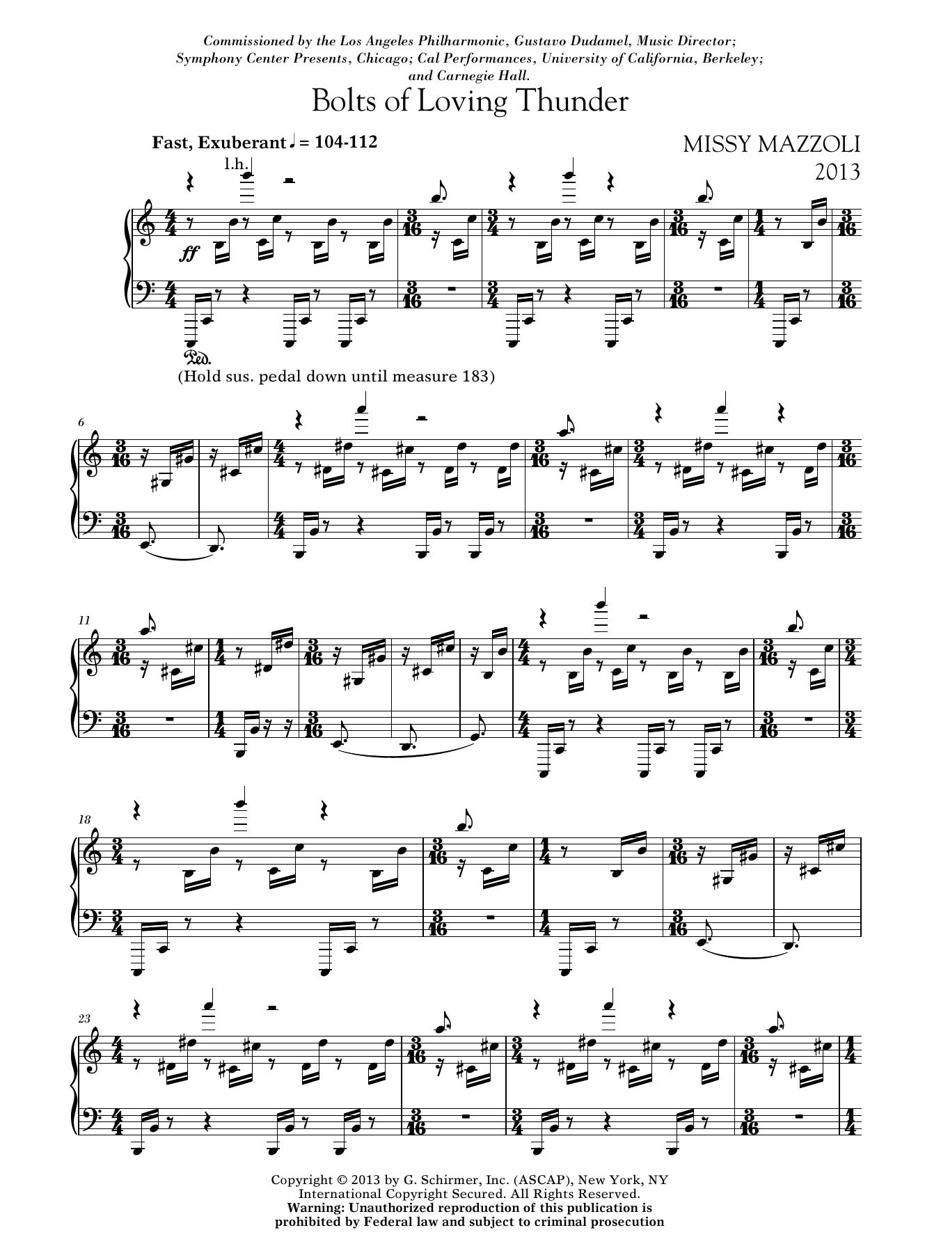 Missy Mazzoli Bolts Of Loving Thunder sheet music notes and chords arranged for Piano Solo
