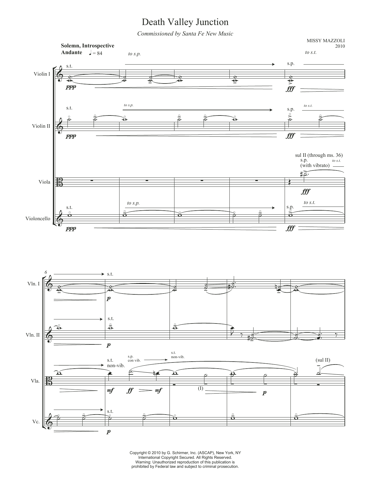 Missy Mazzoli Death Valley Junction sheet music notes and chords arranged for Performance Ensemble