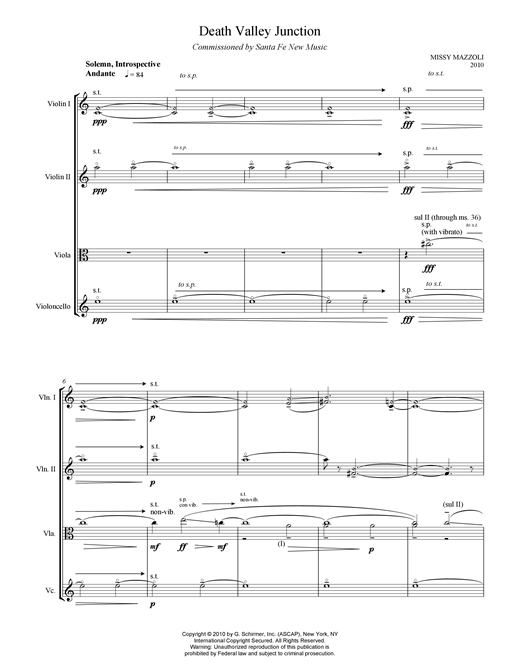 Missy Mazzoli Death Valley Junction sheet music notes and chords arranged for Chamber Group