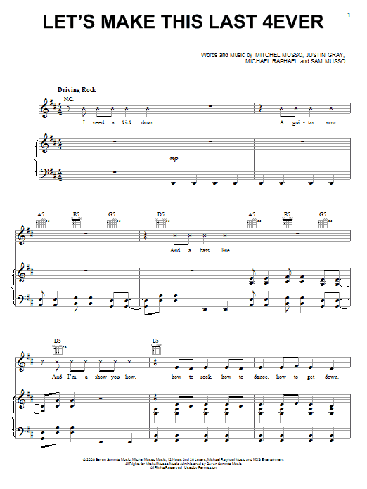 Mitchel Musso Let's Make This Last 4ever sheet music notes and chords arranged for Easy Piano