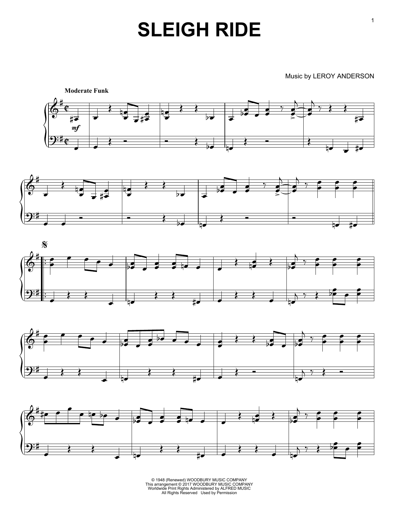 Mitchell Parish Sleigh Ride [Jazz version] sheet music notes and chords arranged for Piano Solo