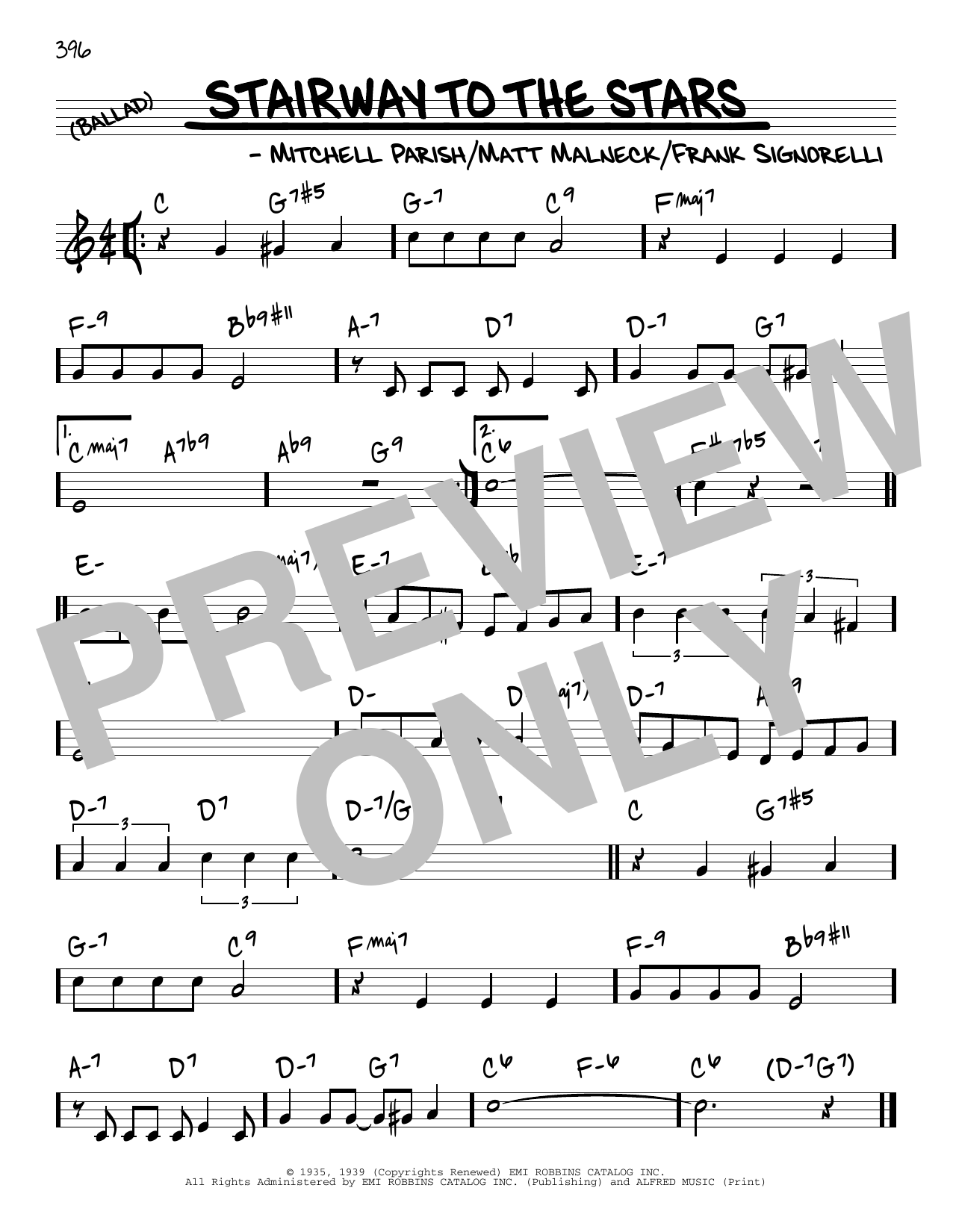 Mitchell Parish Stairway To The Stars sheet music notes and chords arranged for Real Book – Melody & Chords