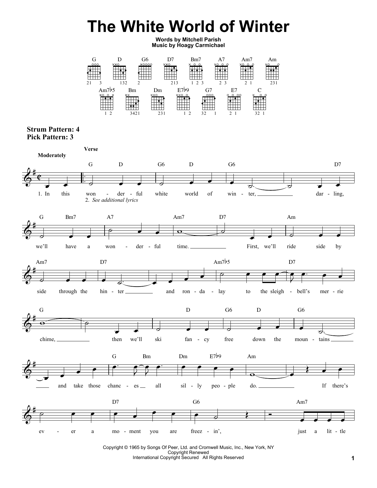Mitchell Parish The White World Of Winter sheet music notes and chords arranged for Easy Guitar