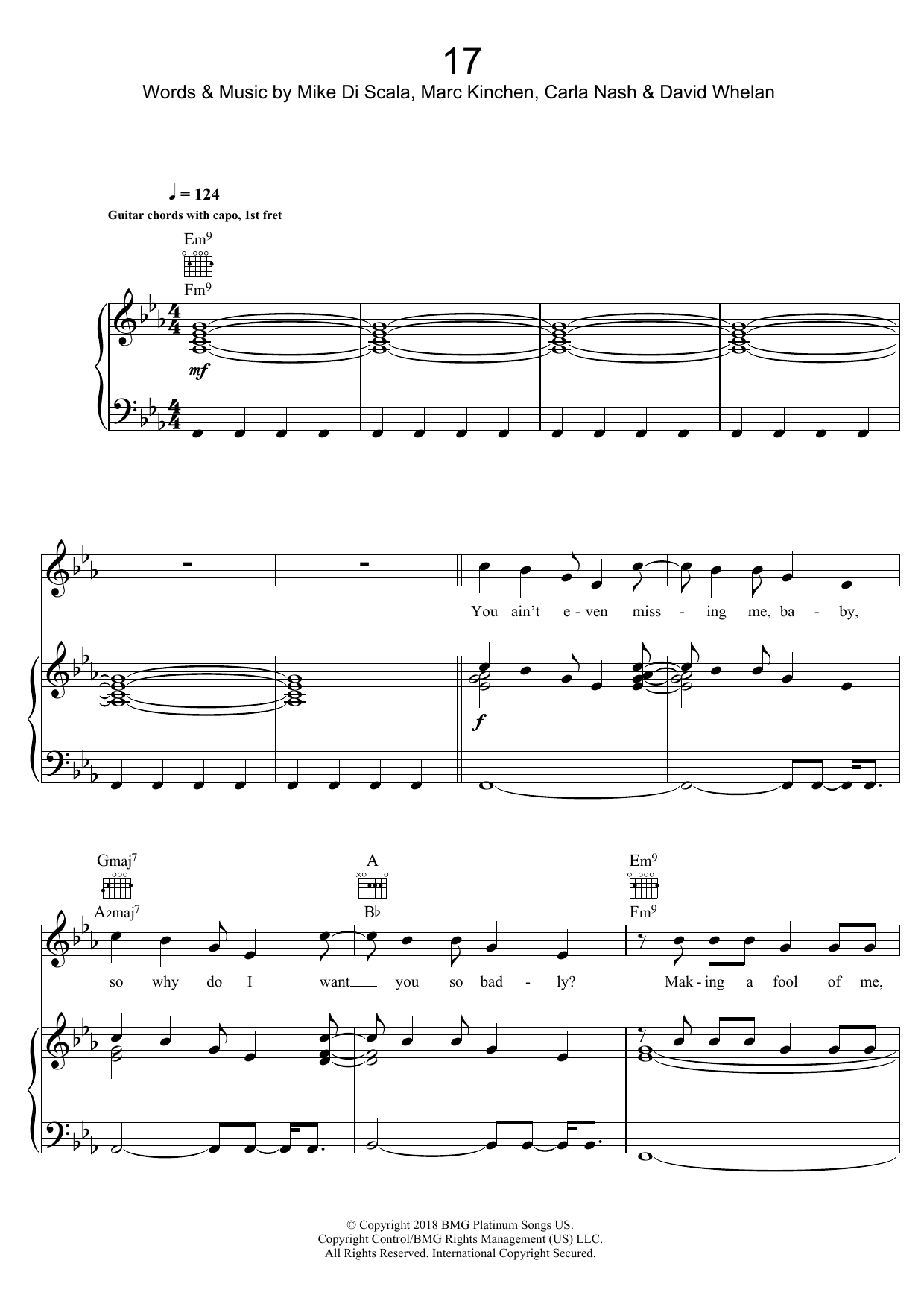 MK 17 sheet music notes and chords arranged for Beginner Piano