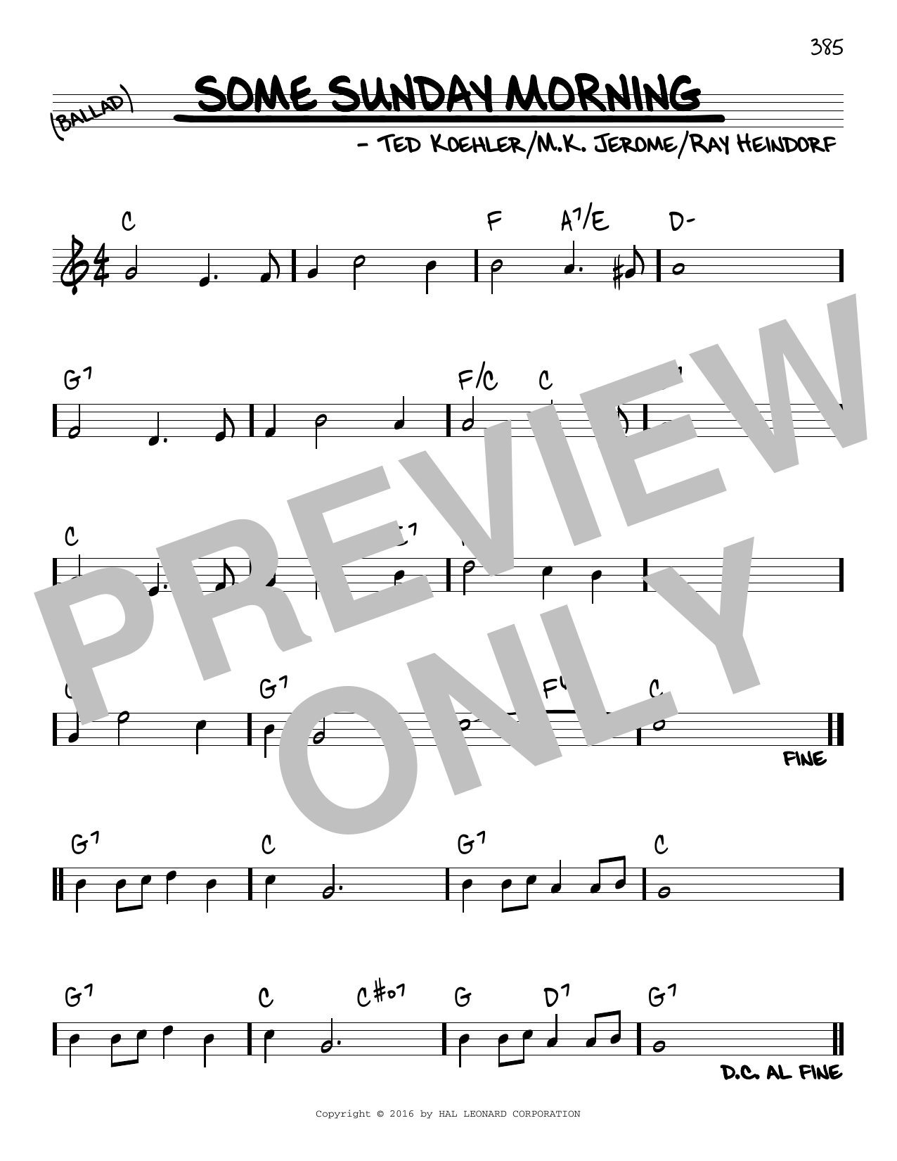 M.K. Jerome Some Sunday Morning sheet music notes and chords arranged for Real Book – Melody & Chords