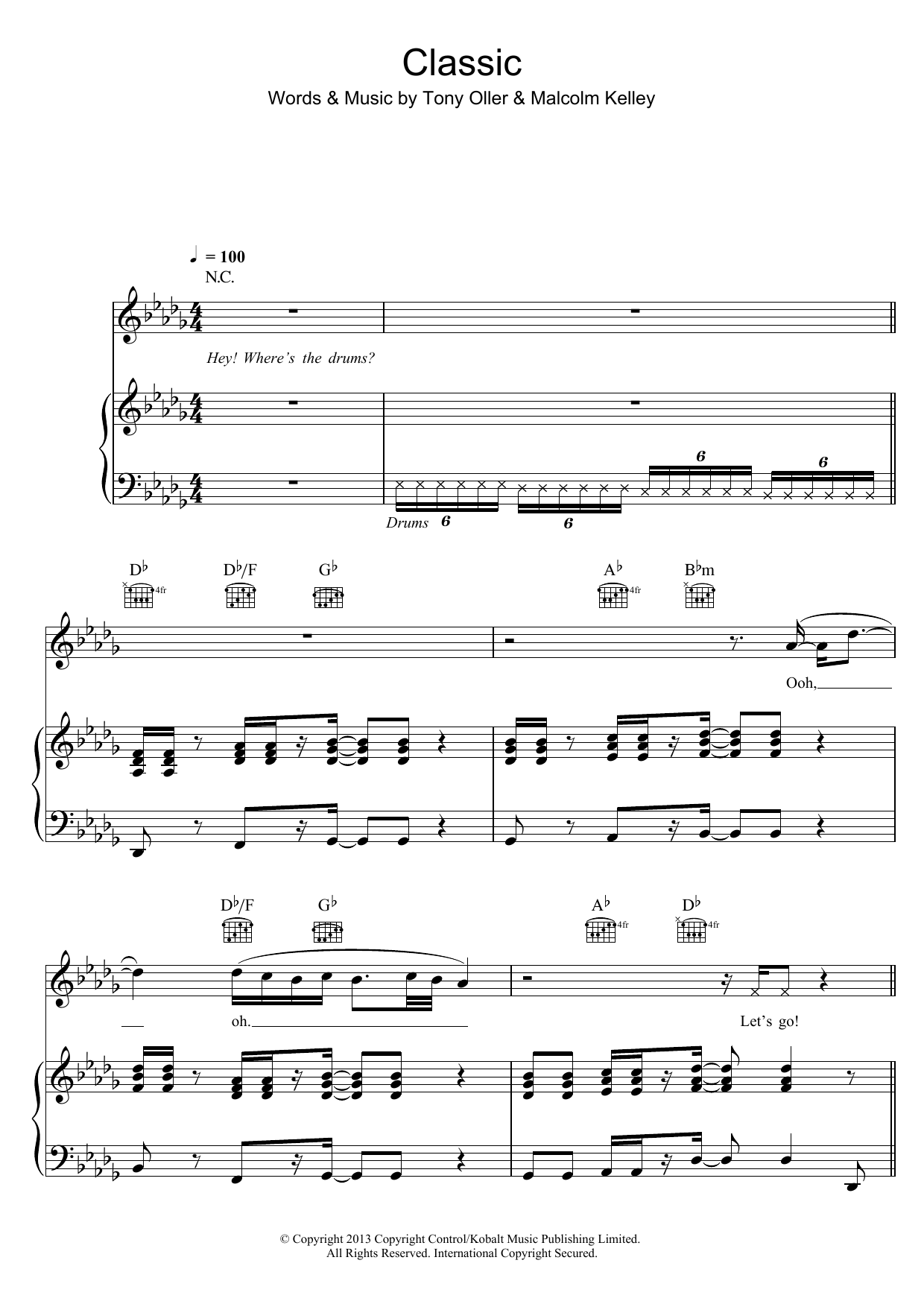 MKTO Classic sheet music notes and chords arranged for Piano, Vocal & Guitar Chords (Right-Hand Melody)