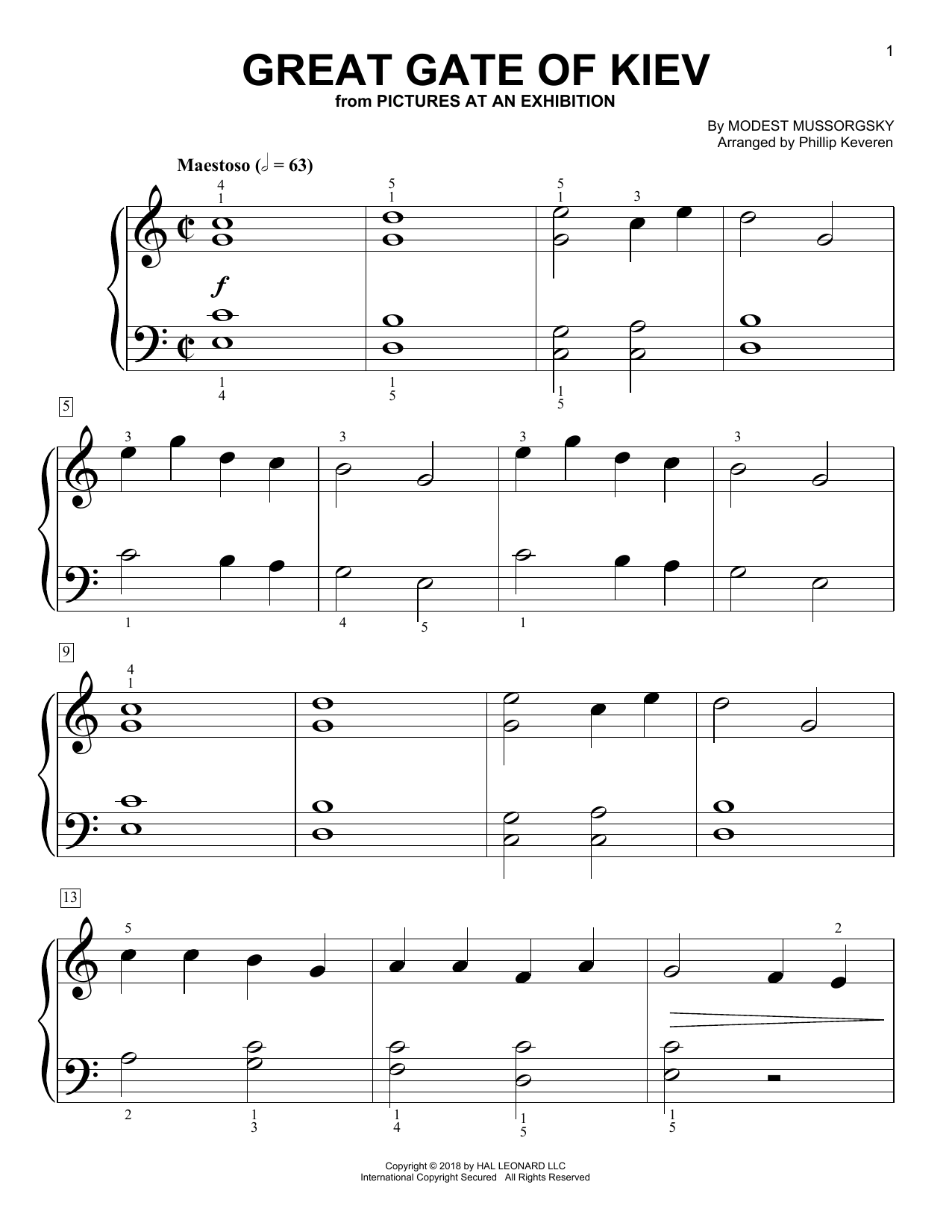 Modest Mussorgsky Great Gate Of Kiev (arr. Phillip Keveren) sheet music notes and chords arranged for Big Note Piano