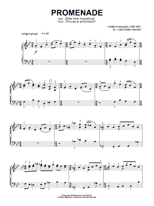 Modest Mussorgsky Promenade (from Pictures At An Exhibition) sheet music notes and chords arranged for Piano Solo