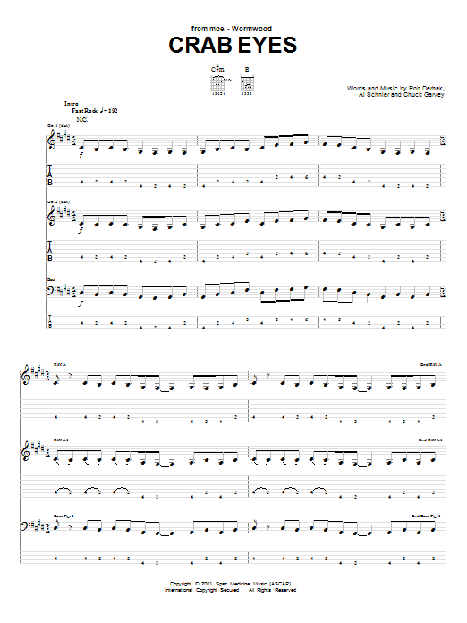 moe. Crab Eyes sheet music notes and chords arranged for Guitar Tab