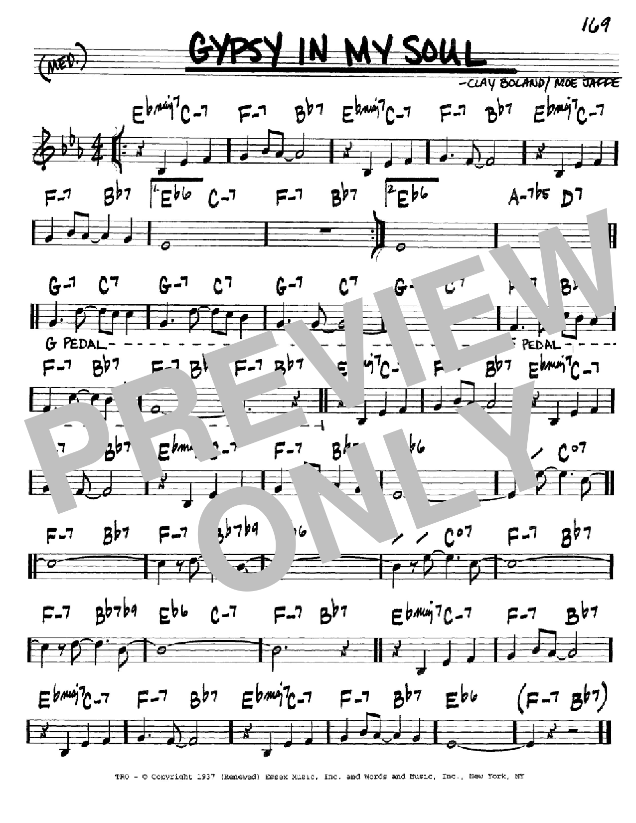 Moe Jaffe Gypsy In My Soul sheet music notes and chords arranged for Lead Sheet / Fake Book