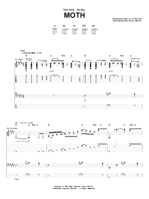 moe. Moth sheet music notes and chords arranged for Guitar Tab